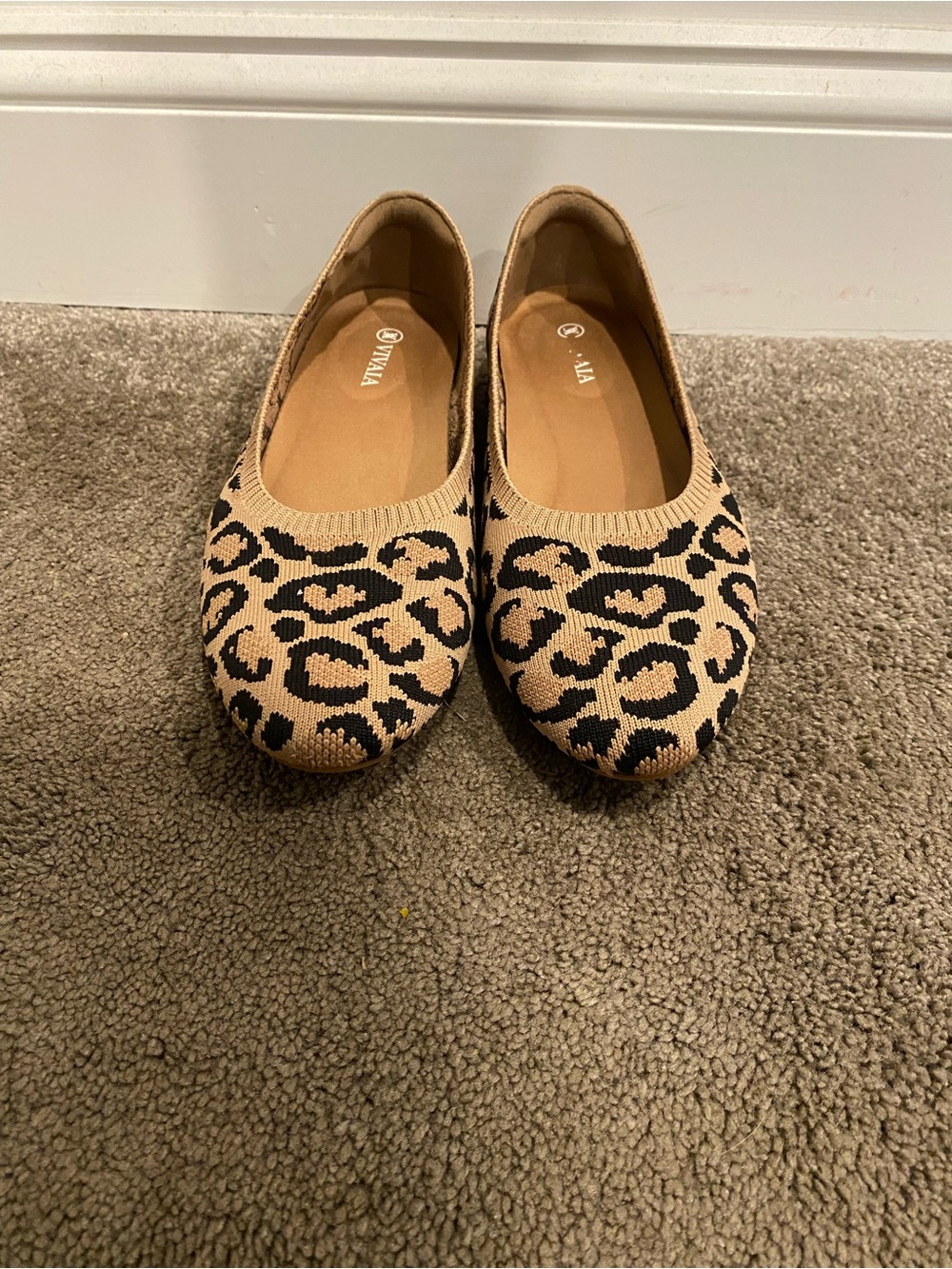 VIVAIA Leopard Knit Ballet Flats 39.5/US 8.5